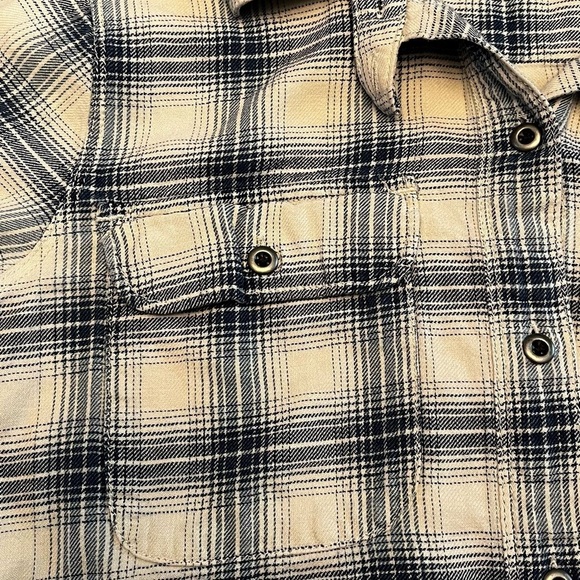 Madewell Cream/Blue Plaid Shirt Long Sleeve Size Medium Country Western Vibe - Picture 4 of 7